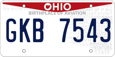 OH license plate GKB7543