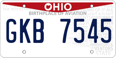 OH license plate GKB7545