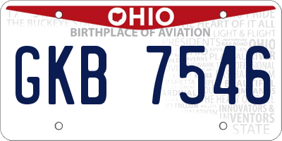 OH license plate GKB7546