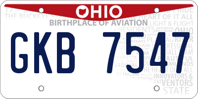 OH license plate GKB7547