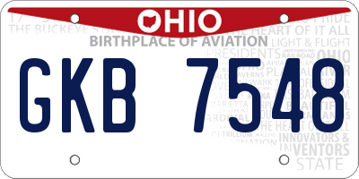 OH license plate GKB7548