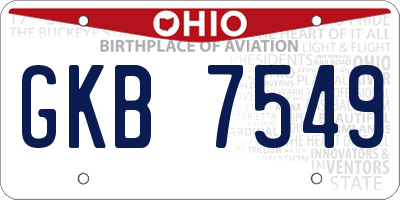 OH license plate GKB7549