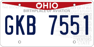 OH license plate GKB7551