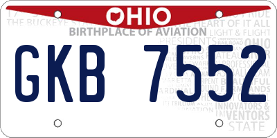 OH license plate GKB7552