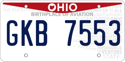 OH license plate GKB7553