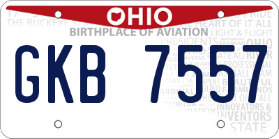 OH license plate GKB7557