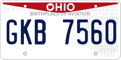 OH license plate GKB7560