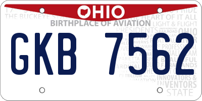 OH license plate GKB7562