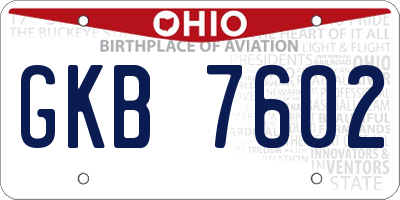 OH license plate GKB7602