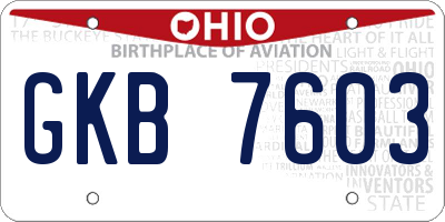 OH license plate GKB7603