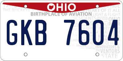 OH license plate GKB7604