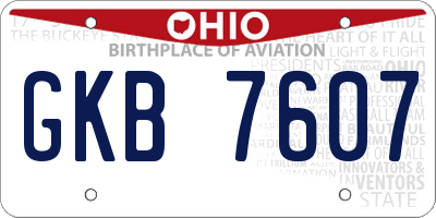 OH license plate GKB7607