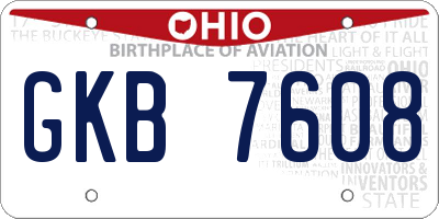 OH license plate GKB7608