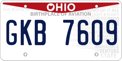 OH license plate GKB7609