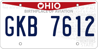 OH license plate GKB7612