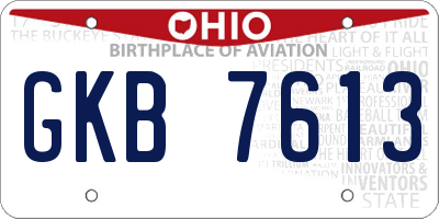 OH license plate GKB7613