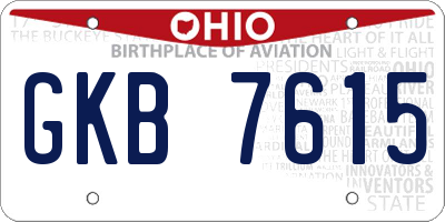 OH license plate GKB7615