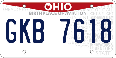 OH license plate GKB7618