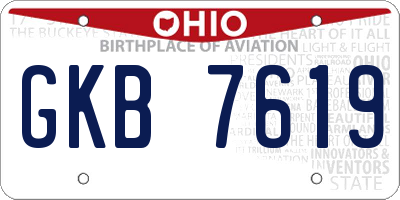OH license plate GKB7619
