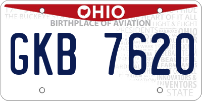 OH license plate GKB7620
