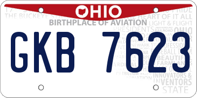 OH license plate GKB7623