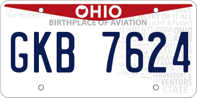 OH license plate GKB7624