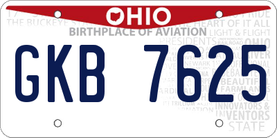 OH license plate GKB7625