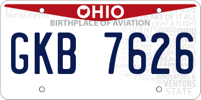 OH license plate GKB7626
