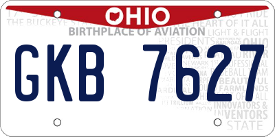 OH license plate GKB7627