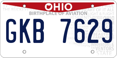 OH license plate GKB7629