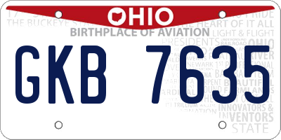 OH license plate GKB7635