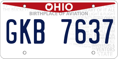 OH license plate GKB7637
