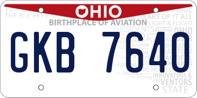OH license plate GKB7640