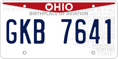 OH license plate GKB7641