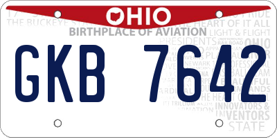 OH license plate GKB7642