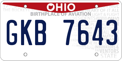 OH license plate GKB7643