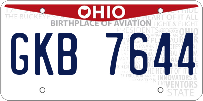 OH license plate GKB7644