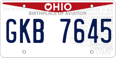 OH license plate GKB7645