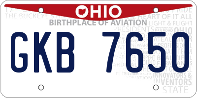 OH license plate GKB7650