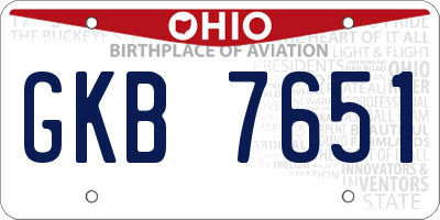 OH license plate GKB7651