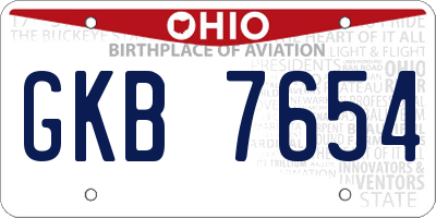 OH license plate GKB7654