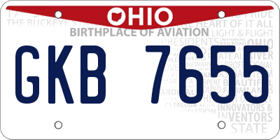 OH license plate GKB7655