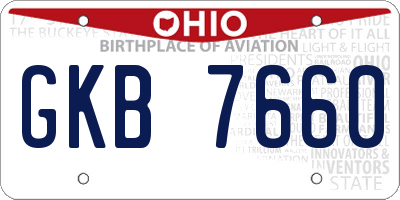 OH license plate GKB7660
