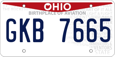 OH license plate GKB7665