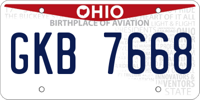 OH license plate GKB7668