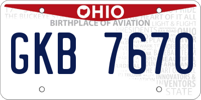 OH license plate GKB7670
