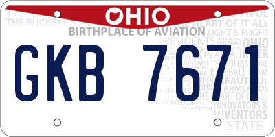OH license plate GKB7671