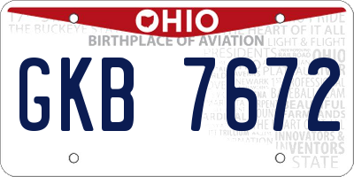 OH license plate GKB7672