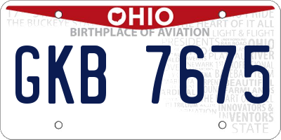 OH license plate GKB7675