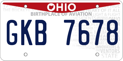 OH license plate GKB7678